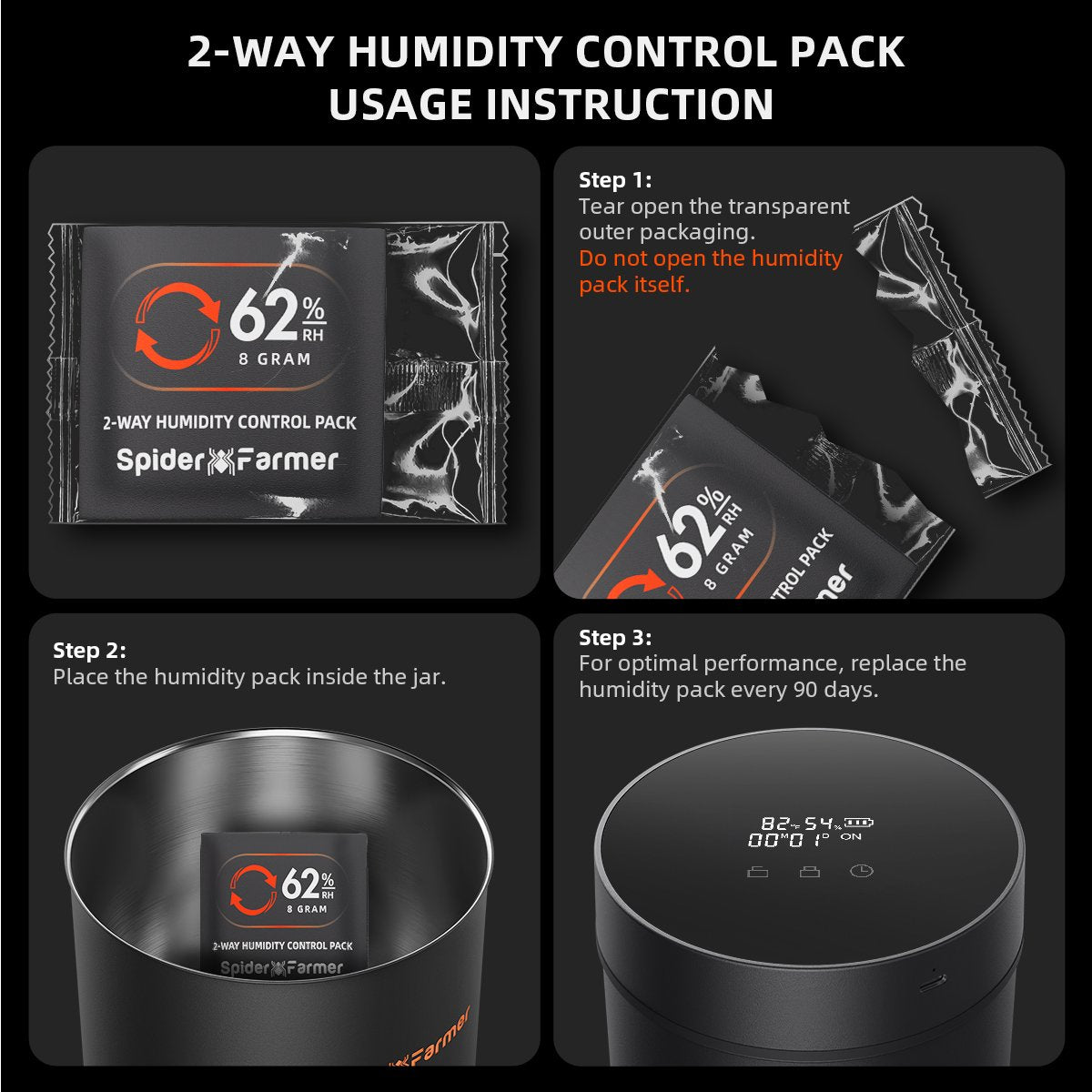 10 Stück 8 g 2-Way Humidity Control Hygro-Packs 62%