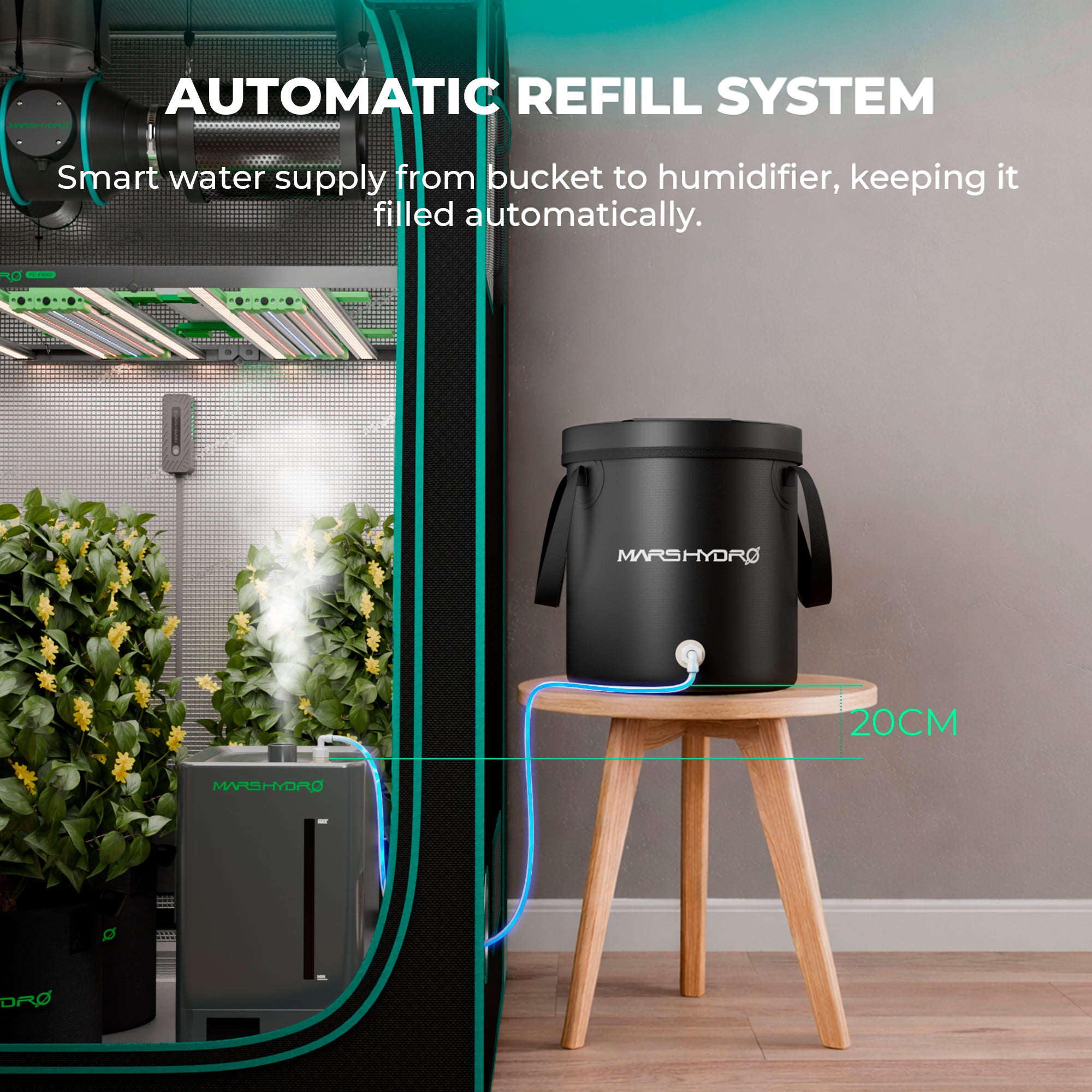 Automatisches Nachfüllsystem für Luftbefeuchter & Hydroponik mit 15 L Tank