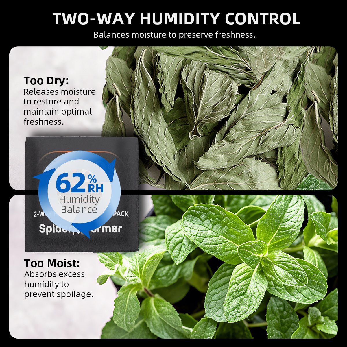 10 Stück 8 g 2-Way Humidity Control Hygro-Packs 62%