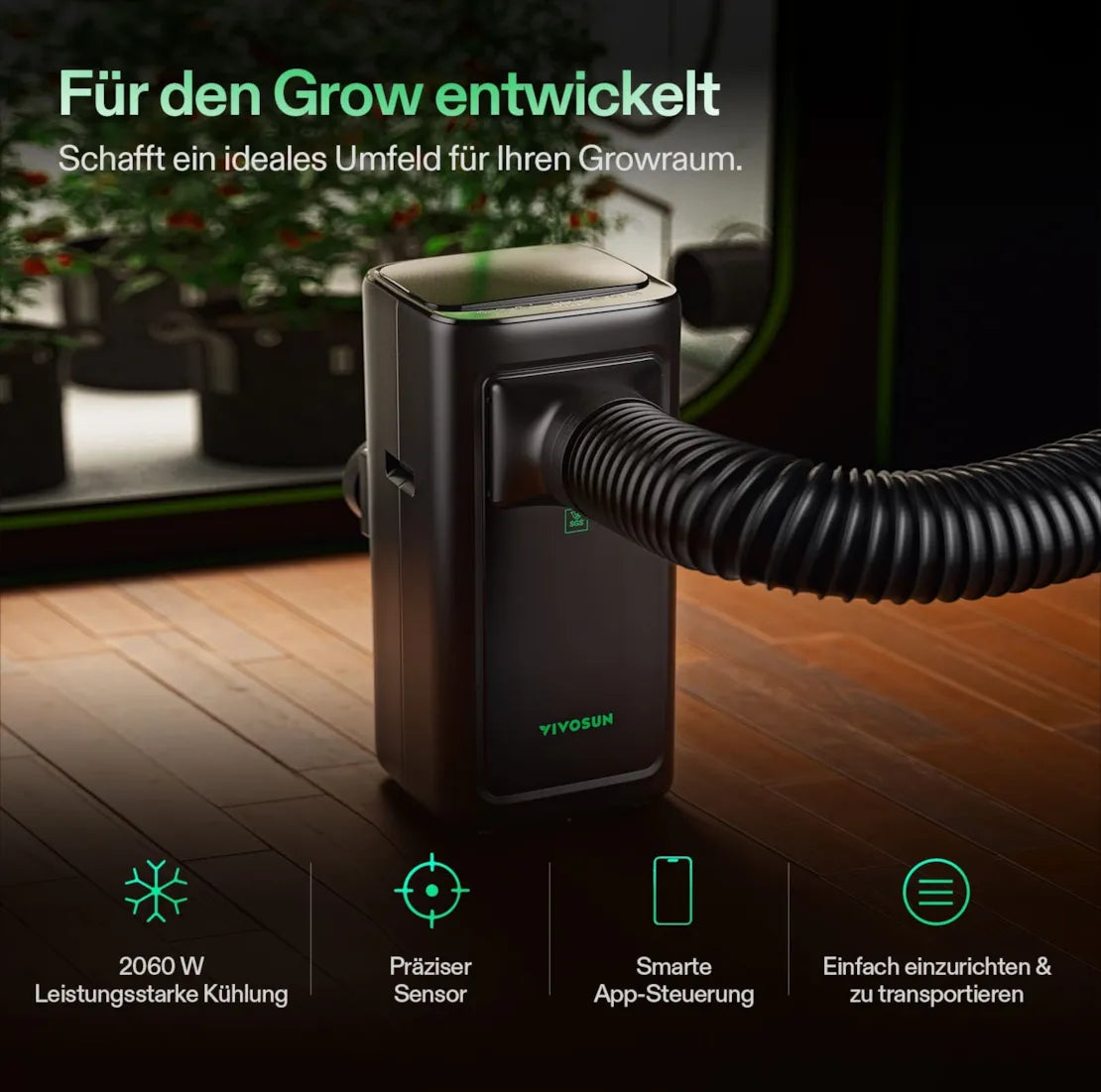AeroLush C08 smartes Klimagerät mit 785 Watt und 4-in-1 Klimaprogramme