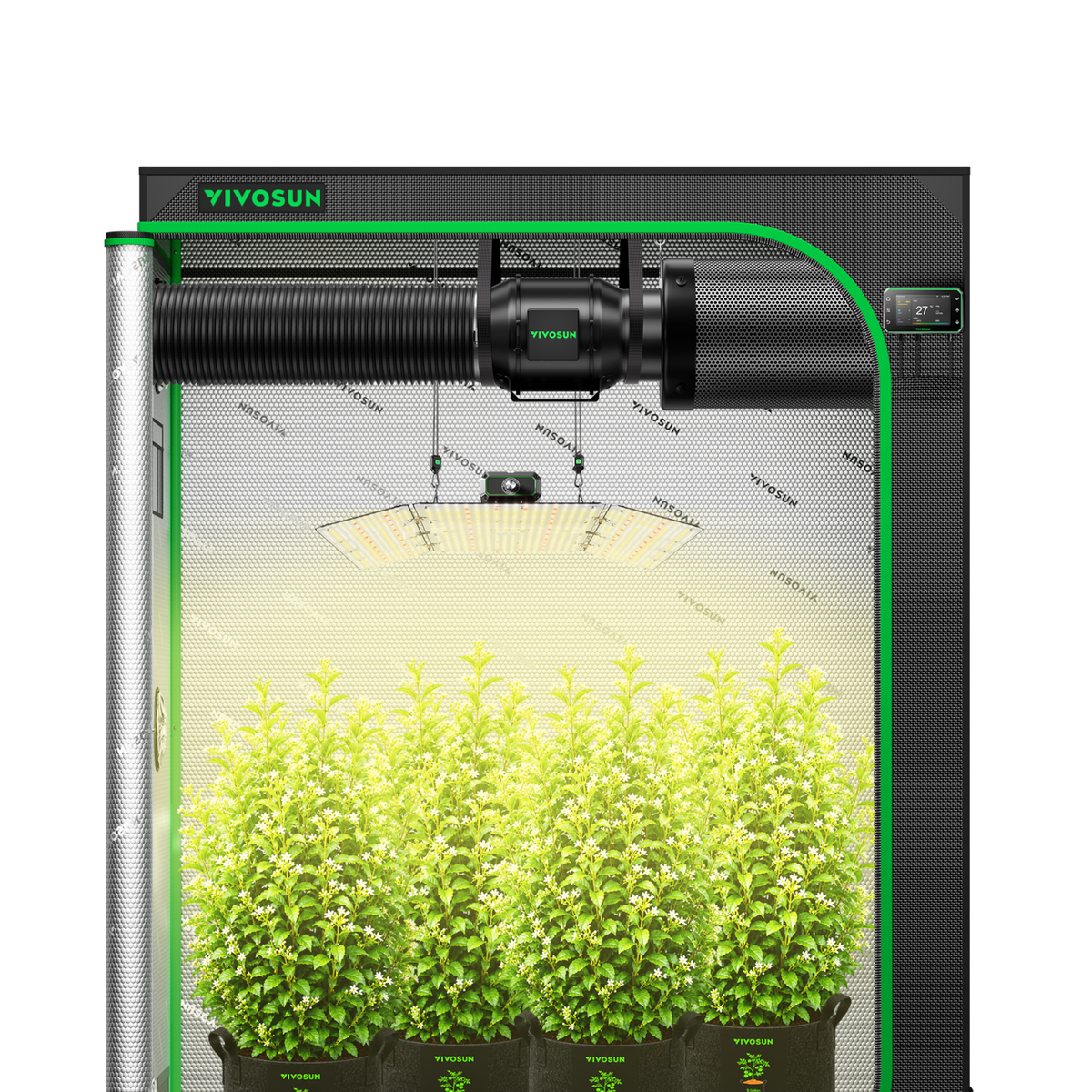 VIVOSUN Smartes Komplettset 150 × 80 × 200 cm mit 200 Watt AeroLight Wing SE