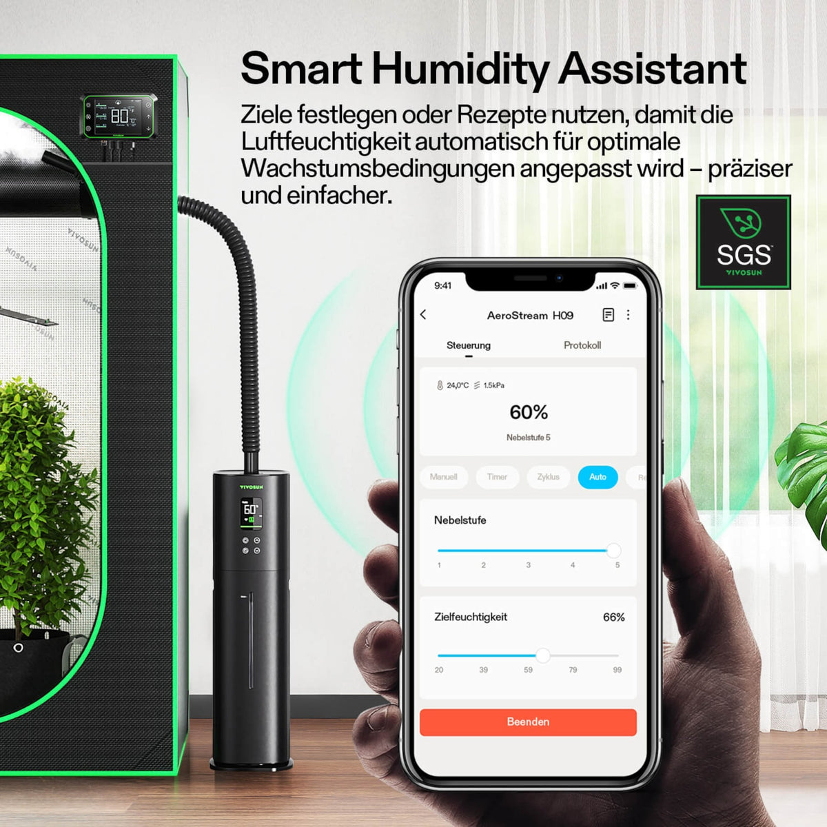 VIVOSUN AeroStream H09 smarter Luftbefeuchter mit 9 Liter Tank – Galerie 4