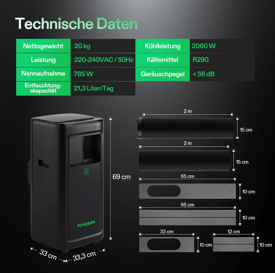 AeroLush C08 smartes Klimagerät mit 785 Watt und 4-in-1 Klimaprogramme