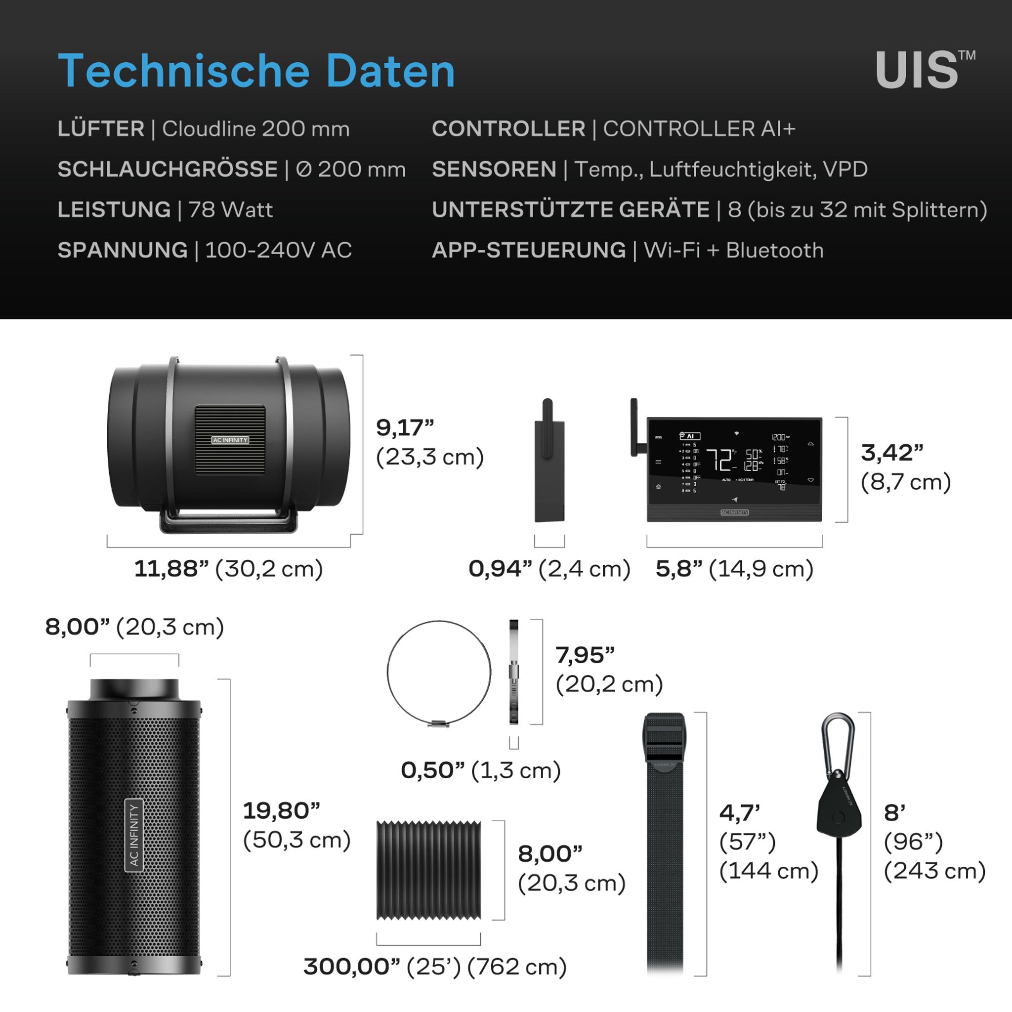 Advance Grow PRO Komplettset (150x150x200 cm) 730 Watt IONFRAME EVO8 Samsung LED und CONTROLLER AI+