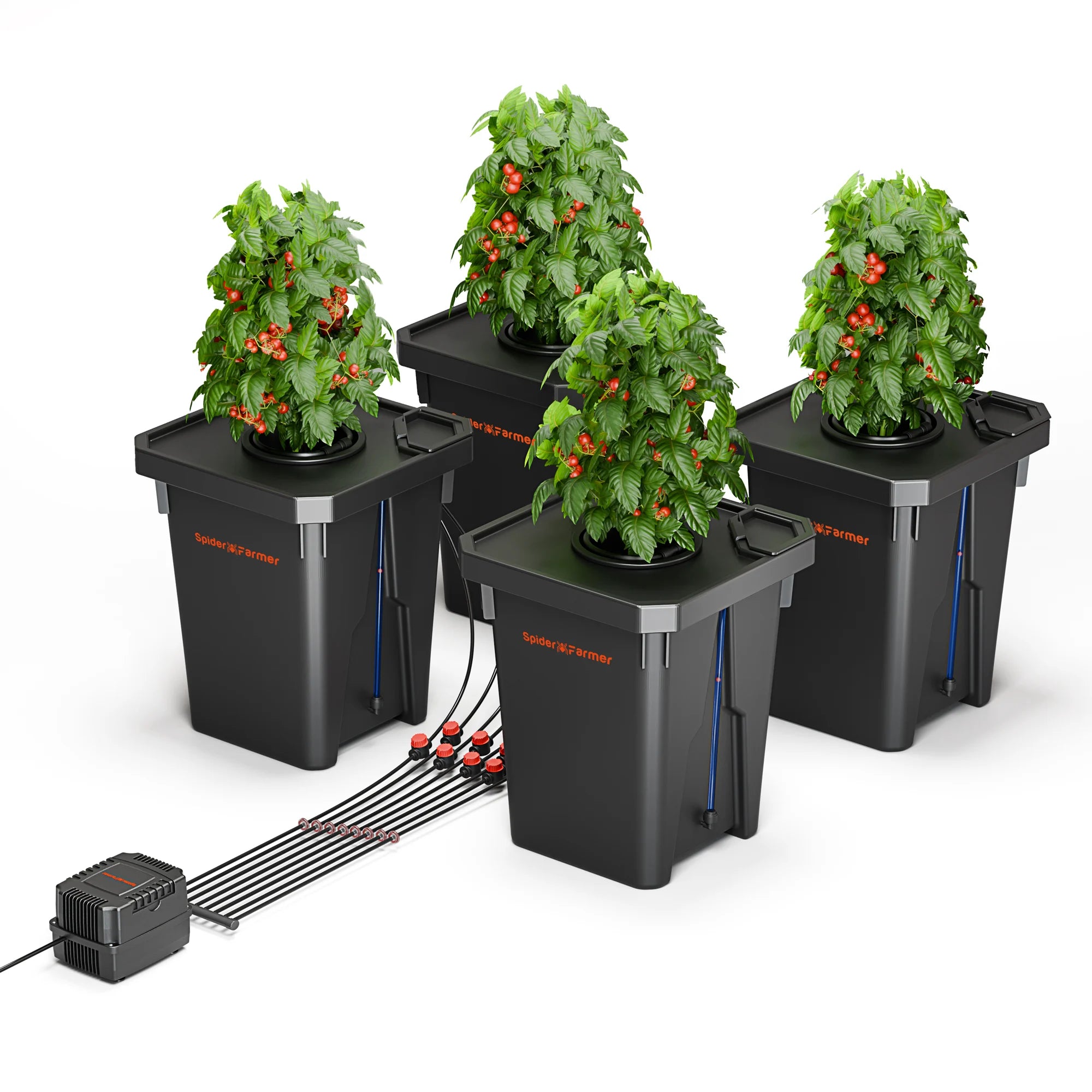 bambus in hydrokultur Spider Farmer DWC-Hydroponik-System – 4 Töpfe, Tiefwasserkultur &  Top-Drip-Bewässerung