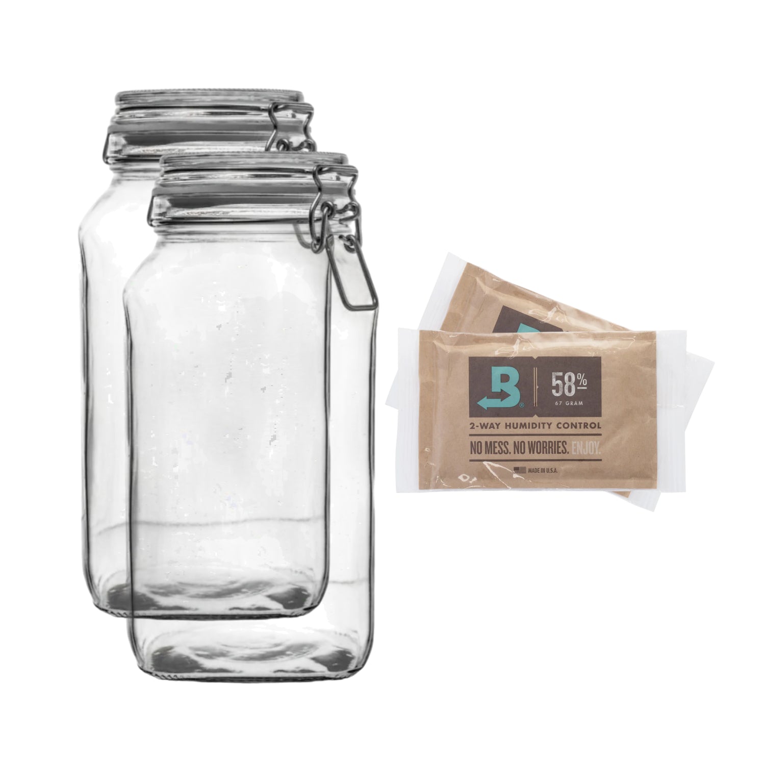 2x 2500 ml Drahtbügelgläser + 2x 67 Gramm 58% Feuchtigkeitspads