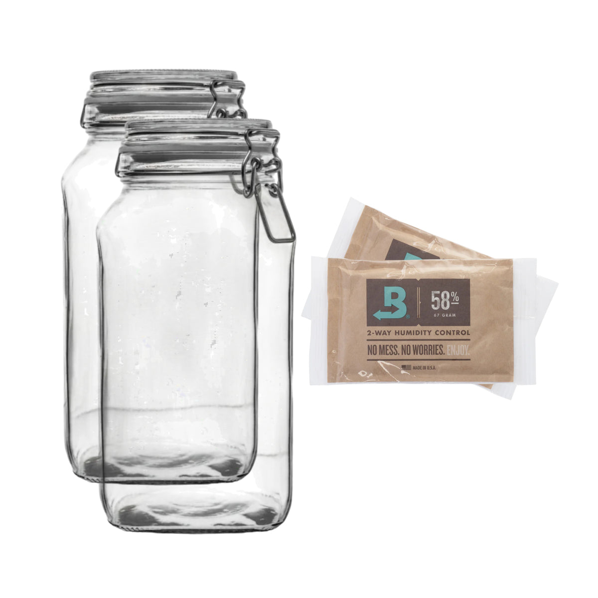 2x 2500 ml Drahtbügelgläser + 2x 67 Gramm 58% Feuchtigkeitspads