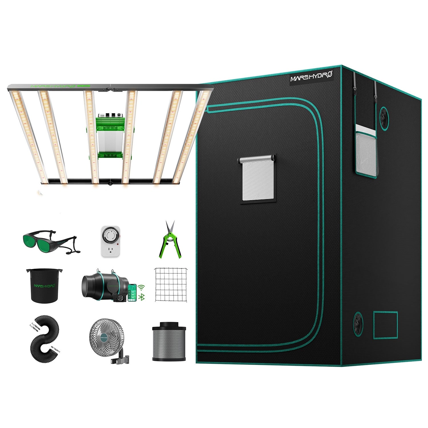 Komplettset (120x120x200 cm) 480 Watt EVO LED mit smarter Klimasteuerung