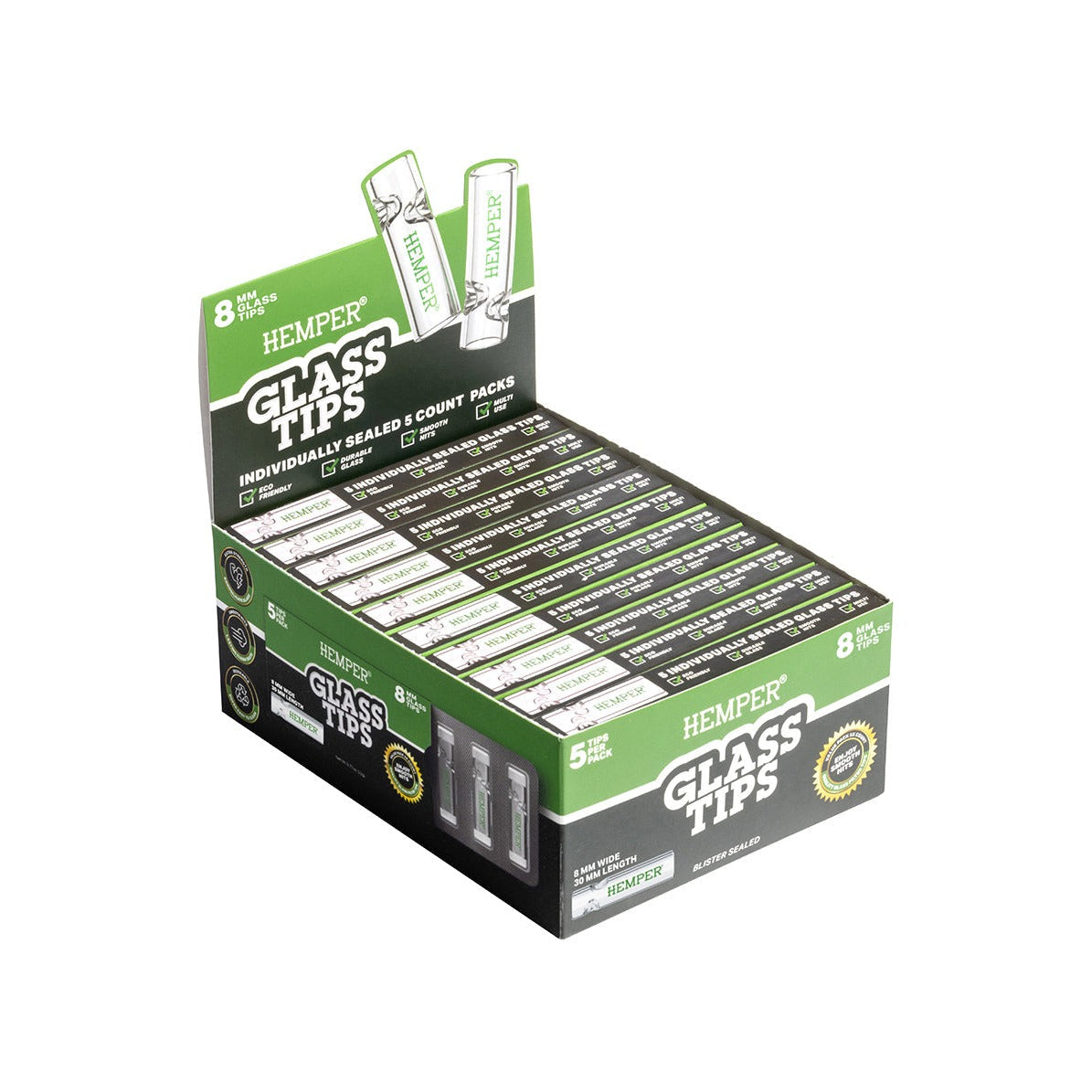 Hemper Glasfilter Tips – 5 Stück | 6–10 mm – Hemper Glass Filter Tips 5pcs 8mm Produktansicht 4