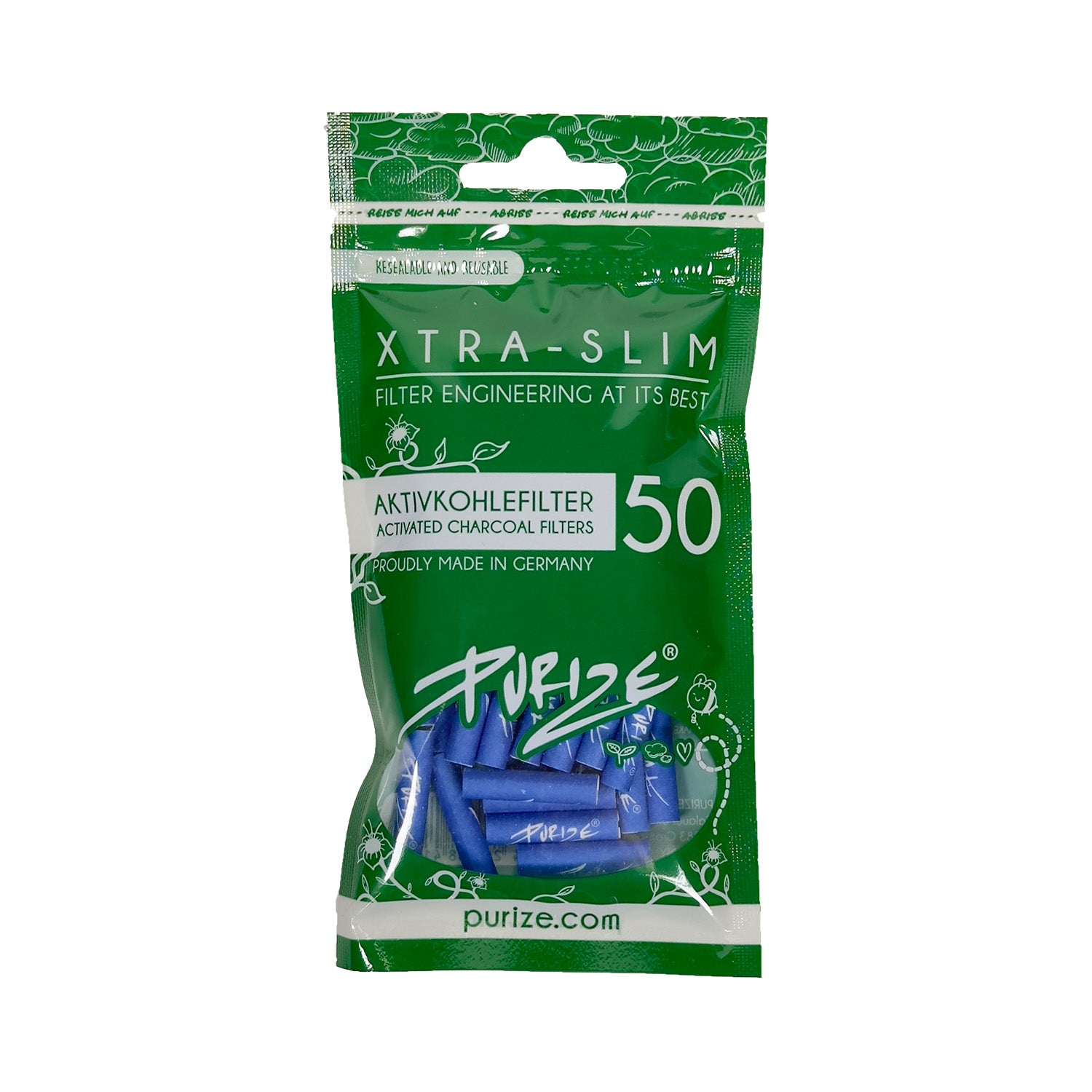 50 Stück XTRA Slim Aktivkohlefilter im Beutel Ø 5,9 mm