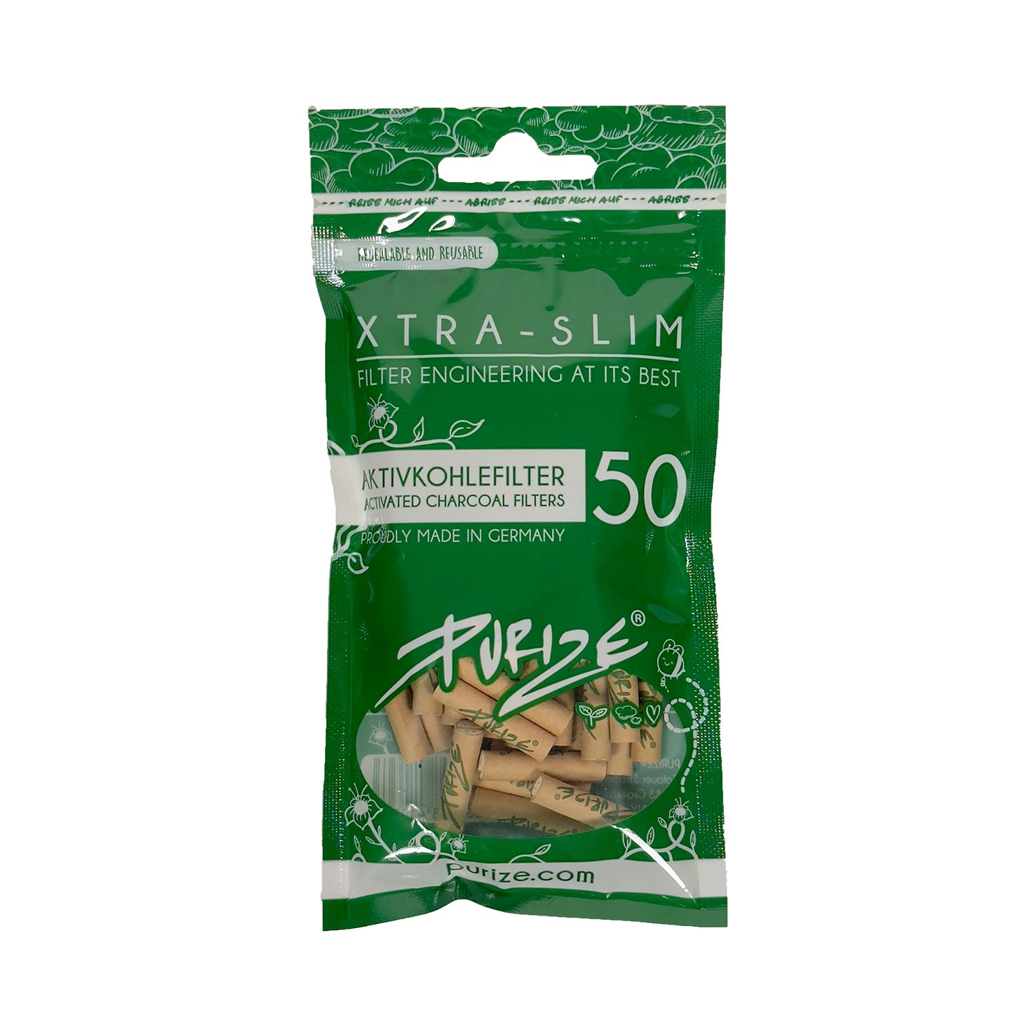 50 Stück XTRA Slim Aktivkohlefilter im Beutel Ø 5,9 mm