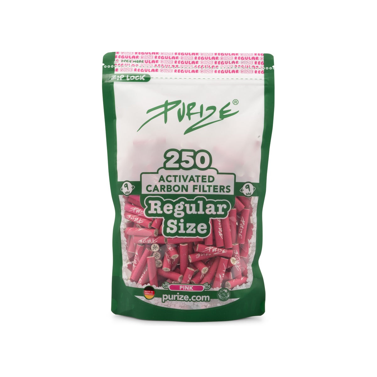 250 Stück Regular Aktivkohlefilter im Beutel Ø 9 mm – Pink Hauptansicht
