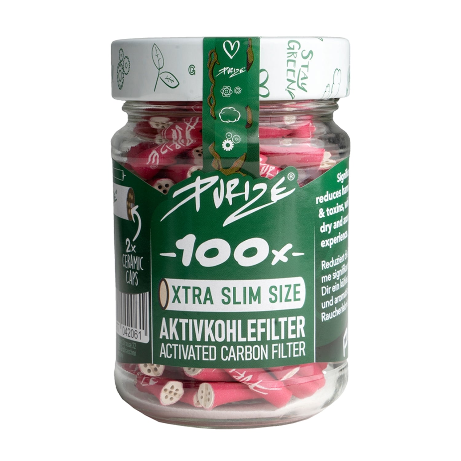 100 Stück XTRA Slim Aktivkohlefilter im Glas Ø 5,9 mm