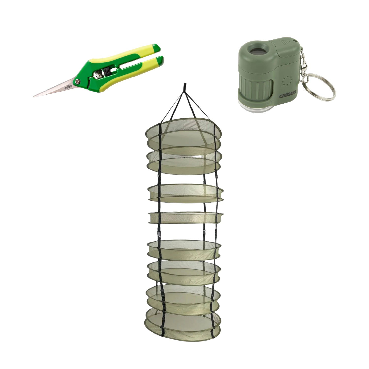 Ernteschere Easy + MM-280G Mikroskop + Trockennetz Ø 60 cm mit 8 Etagen