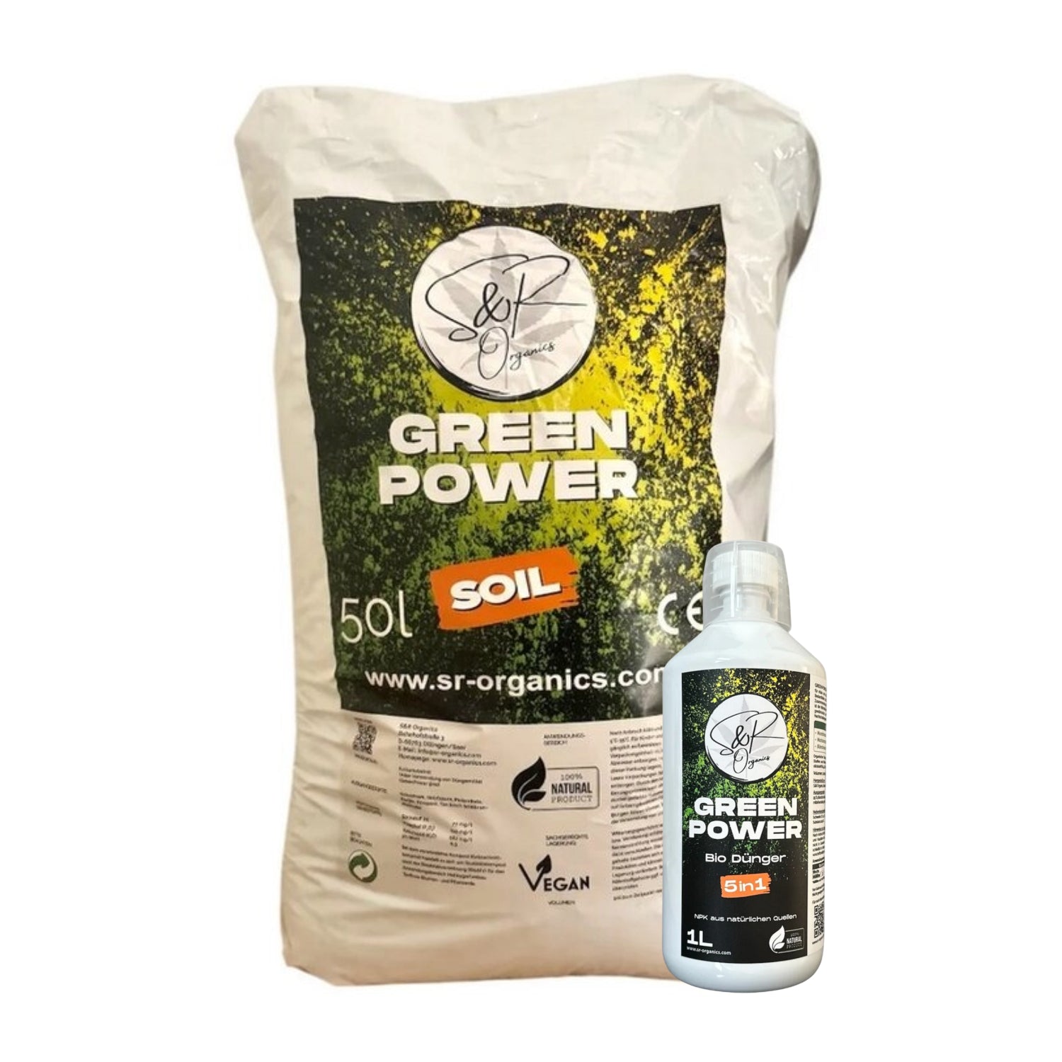 Green Power Soil Light-Mix mit Perlite 50 L + GreenPower 5in1 Bio Dünger 1 L