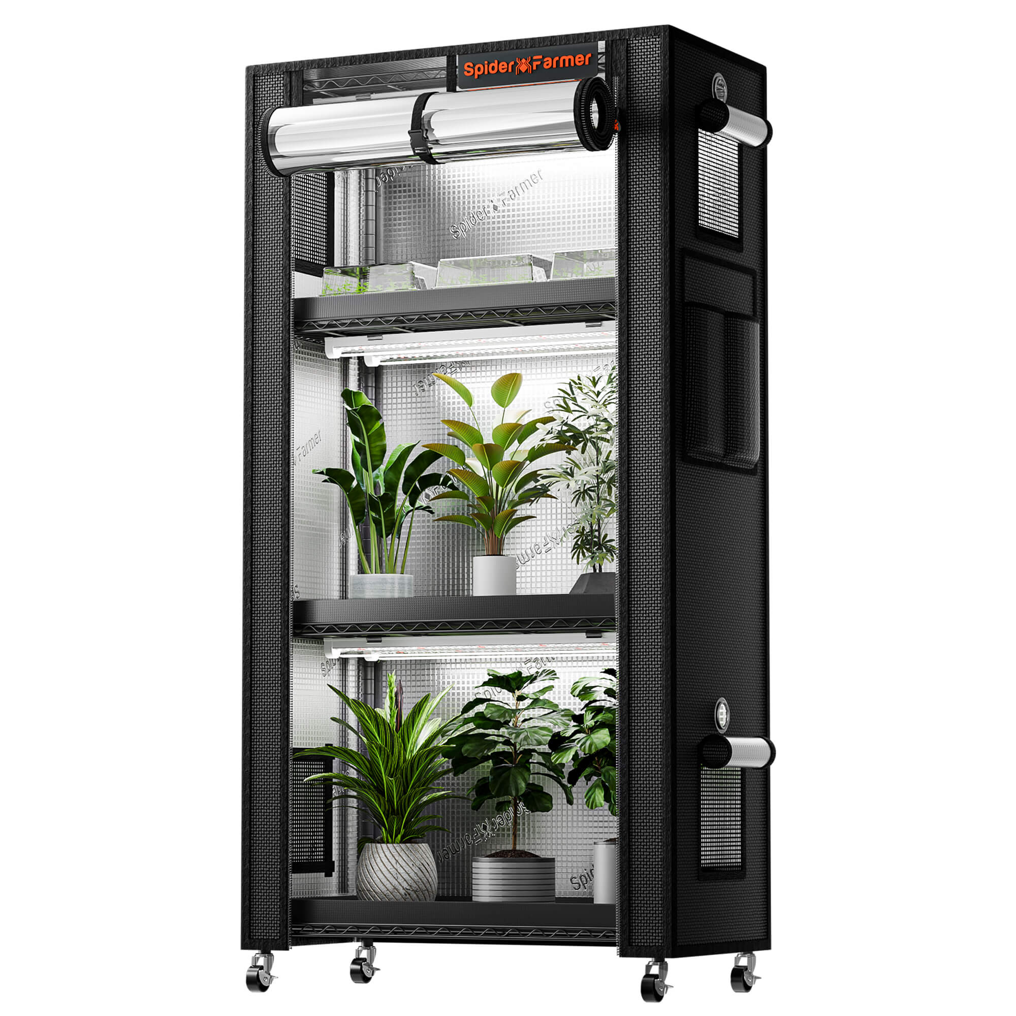 Spider Farmer Anzucht-Komplettset 70x35x150 cm mit LED & Growzelt und 108  Watt