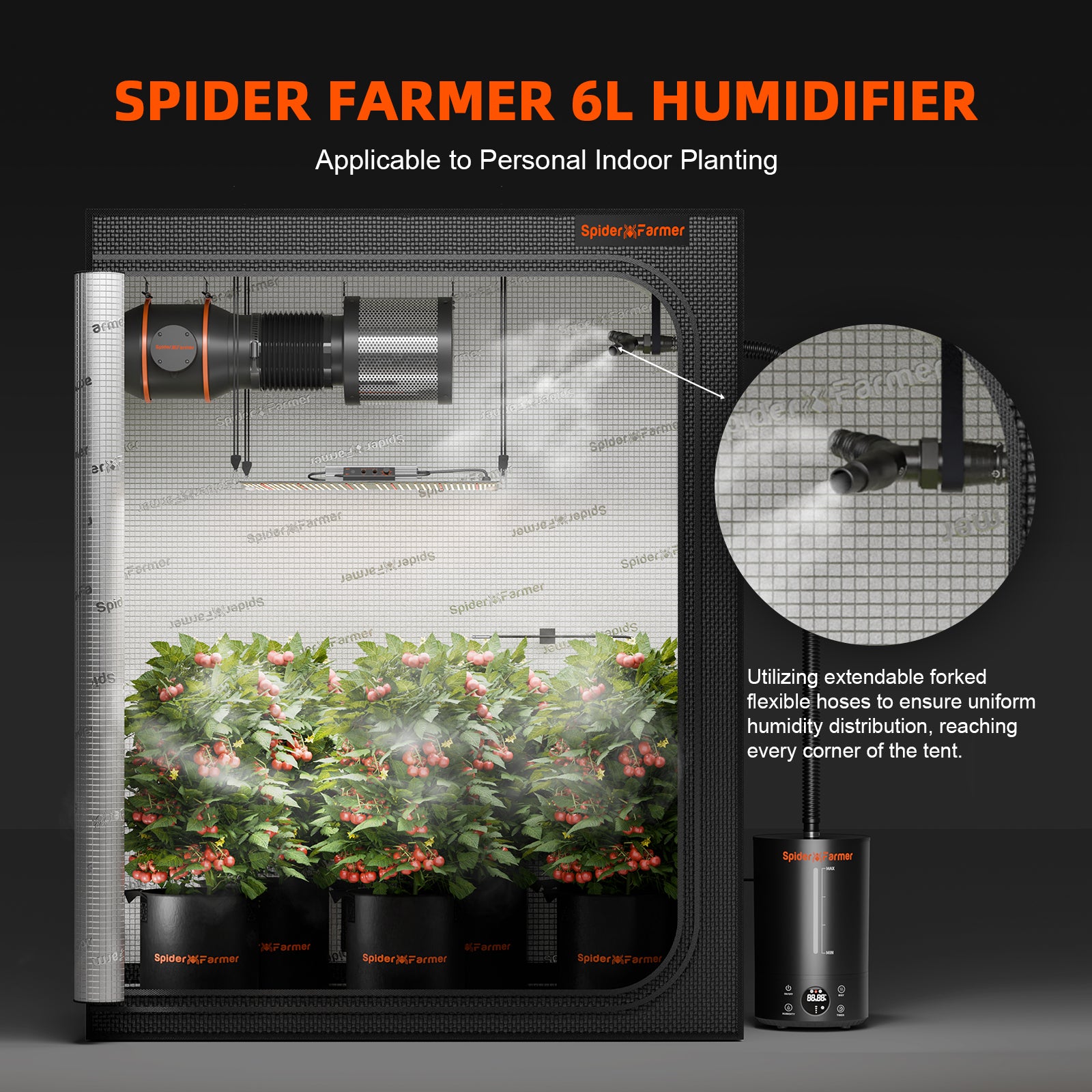 Komplettset (90x90x180 cm) 300 Watt SE3000 EVO LED mit GGS für smarte Steuerung und Luftbefeuchter