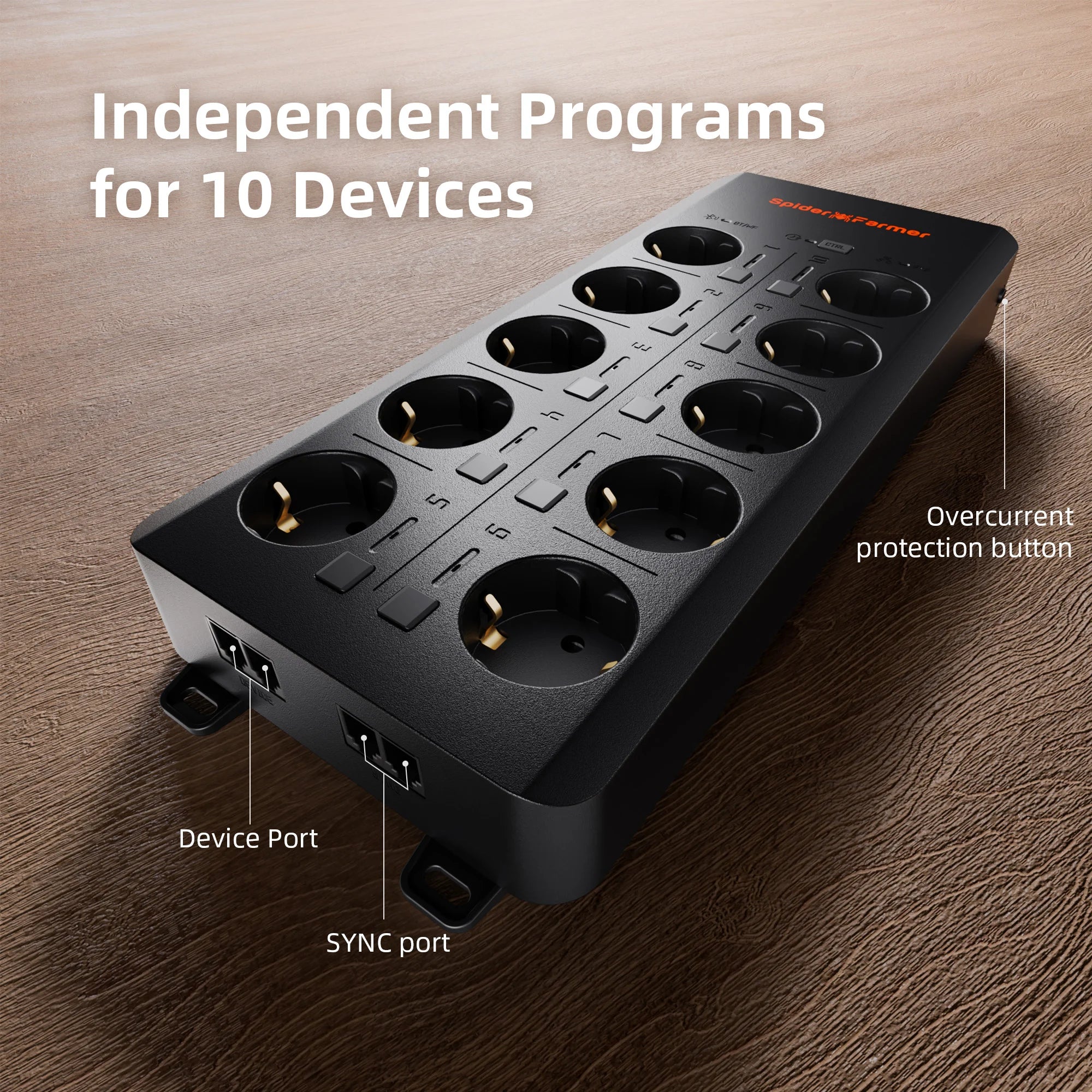 GGS AC10 Smarte Steckdosenleiste mit Temperatur-, Feuchtigkeits- und Lichtsensor