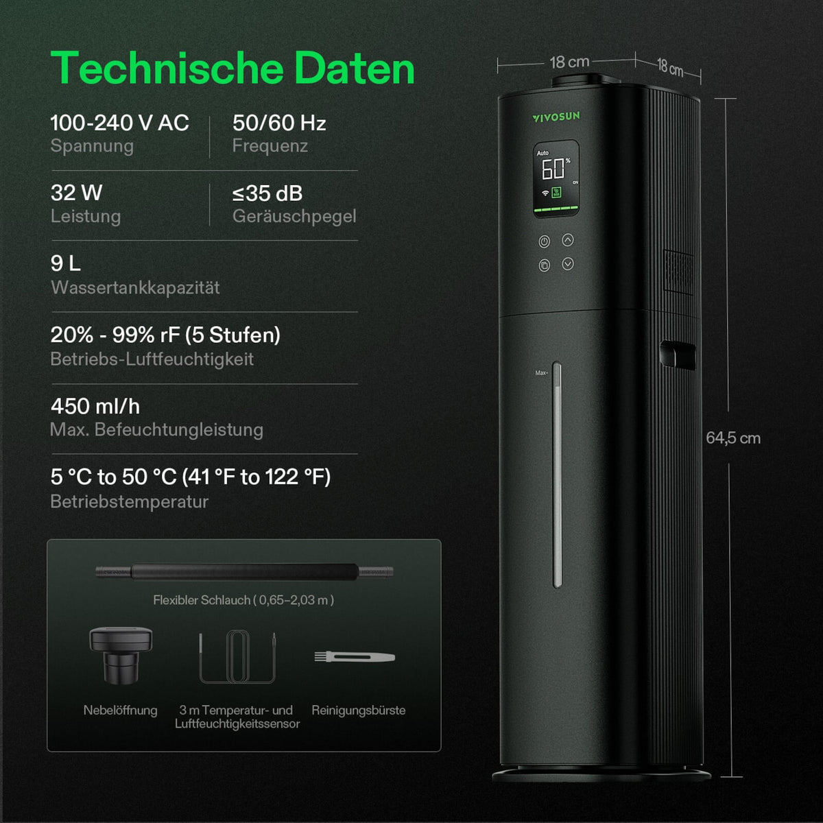 VIVOSUN AeroStream H09 smarter Luftbefeuchter mit 9 Liter Tank – Galerie 6