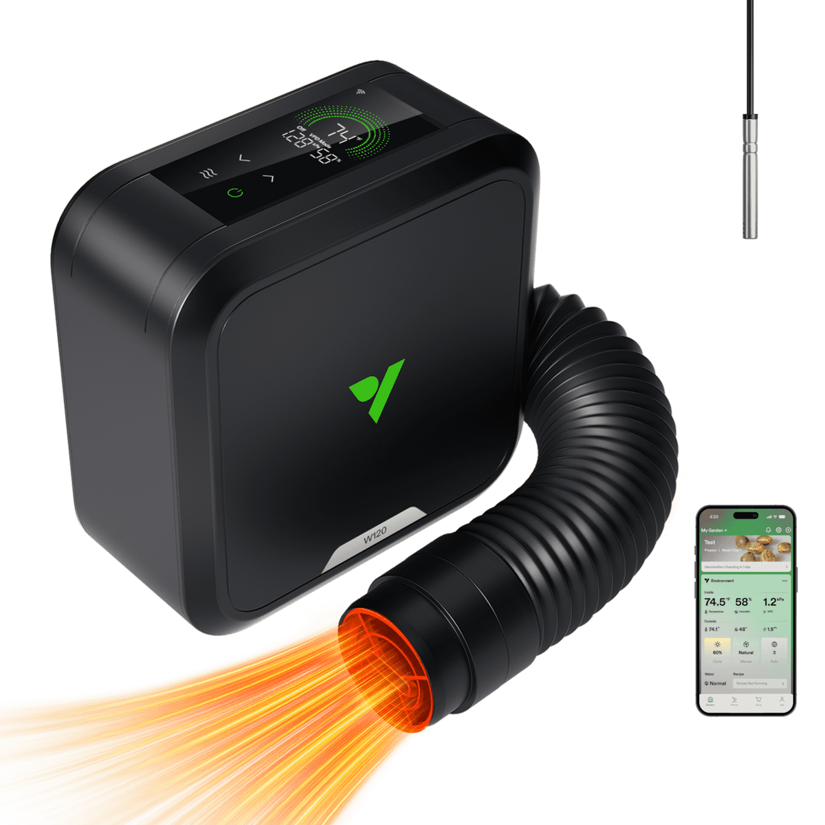 VIVOSUN AeroFlux W120 – Heizung mit Luftschlauch und externer Sonde