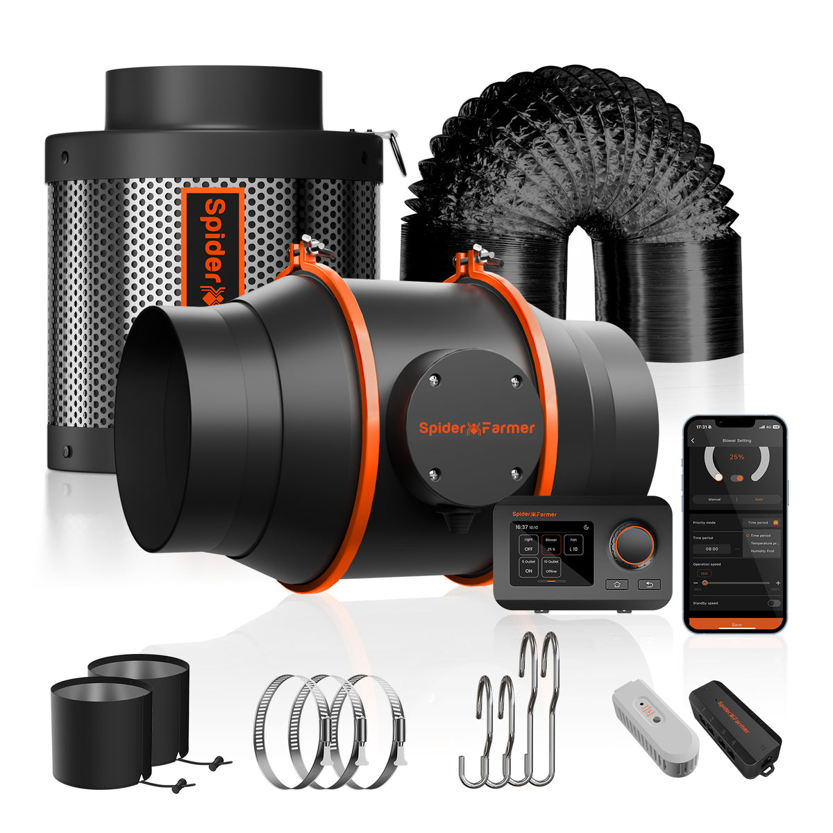 Spider Farmer G1000W Komplettset – 150 mm Abluftset mit GGS-Controller