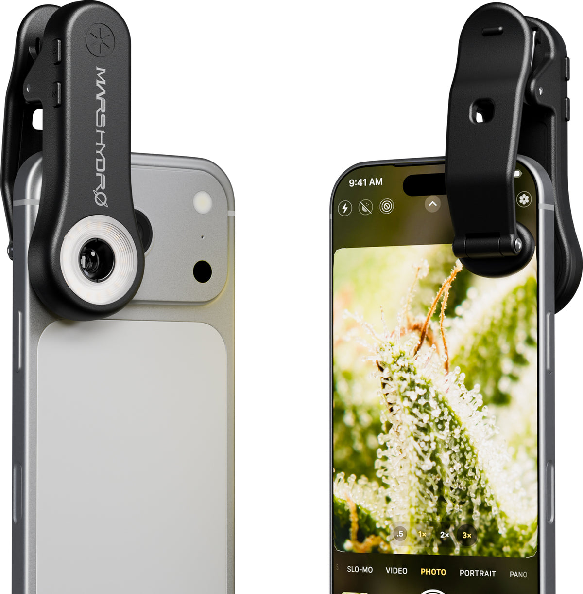 Mars Hydro 200X Smartphone-Mikroskop mit Universal-Clip an einem Smartphone