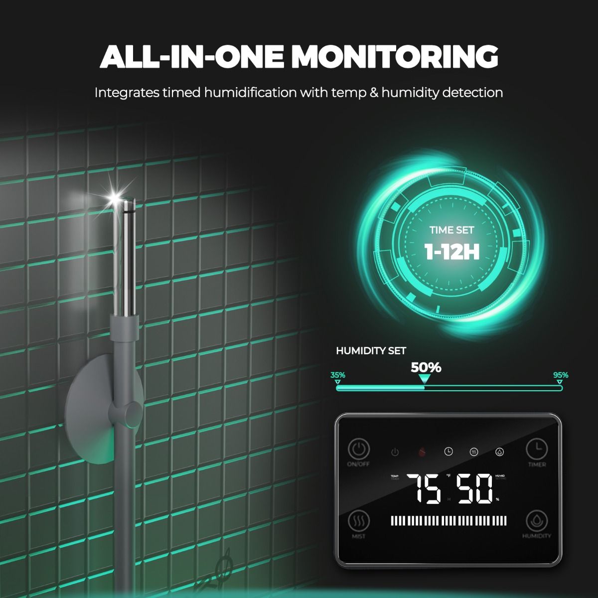 Luftbefeuchter mit 4 Nebelstufen und 15 Liter Tank