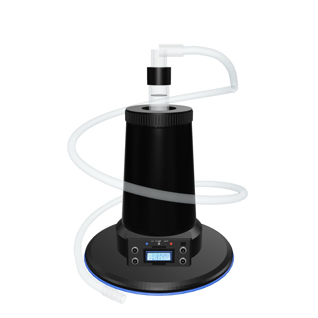 Arizer Extreme Q Schwarz – 3D-Modell mit Glasaufsatz und Schlauch