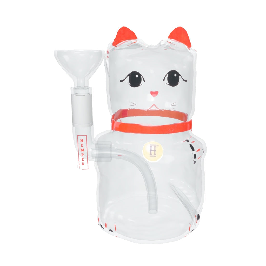 HEMPER Lucky Cat Bong – originale Katze, Farbe und Details nach Produktfotos; Flächennormalen korrigiert, Glaswirkung angenähert