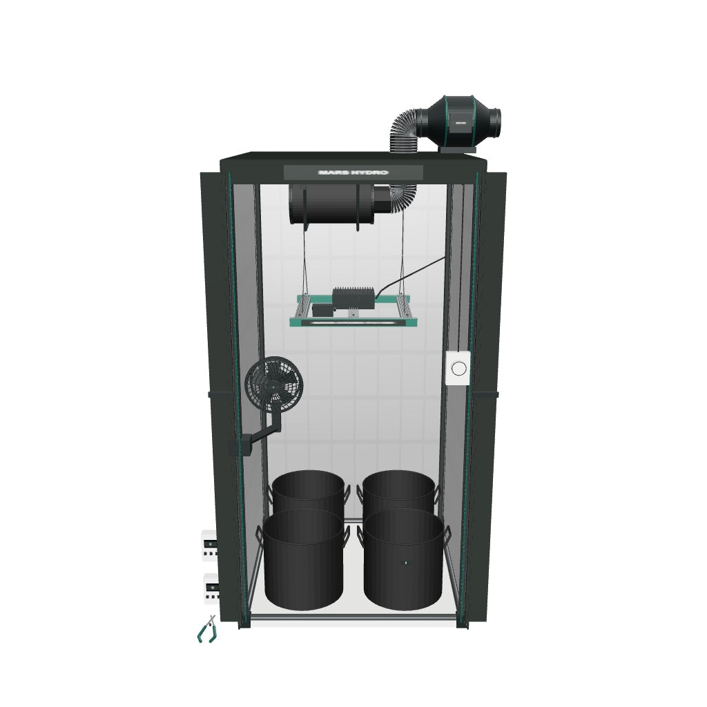 Mars Hydro Komplettset (80x80x160 cm) 150 Watt FC 1500 EVO LED – interaktives 3D-Komplettset mit enthaltenen Komponenten