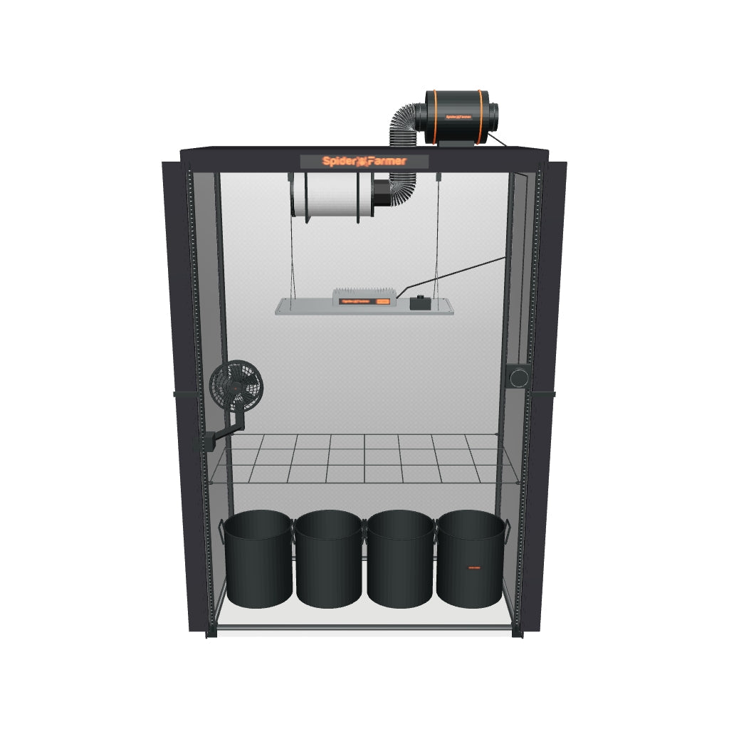 Spider Farmer Komplettset (120x60x180 cm) 200 Watt SF2000 LED – fotobasierte 3D-Ansicht