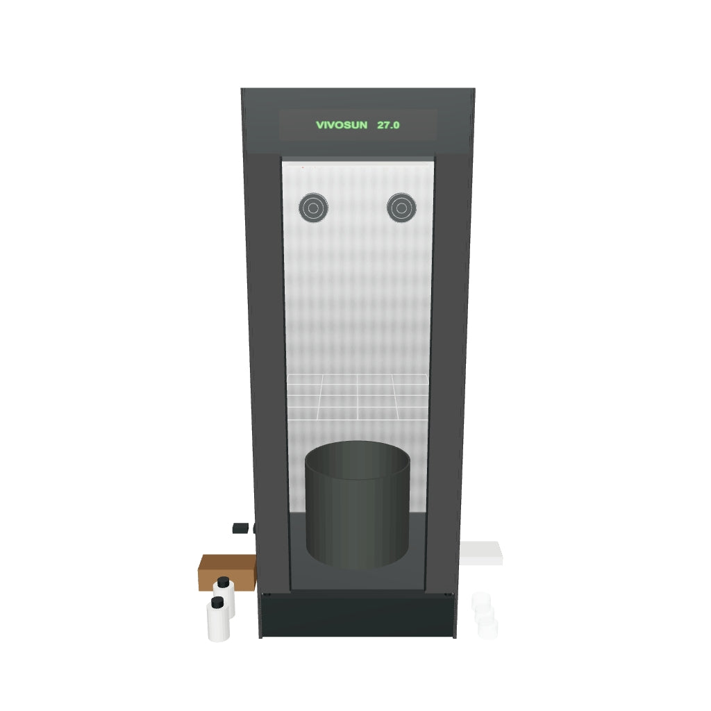 VGrow Smartes All-in-One Komplettset (45×45×122 cm) 100 Watt – 3D-Ansicht mit transparenter Abdeckung