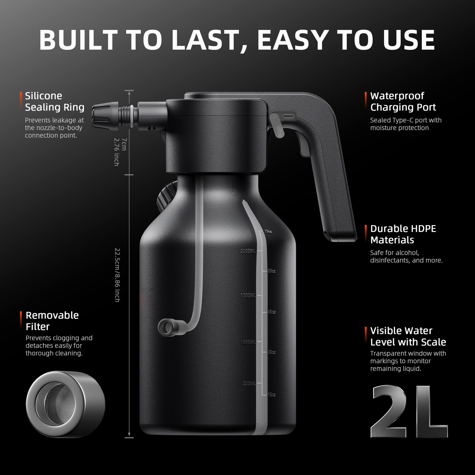 Elektrische Pumpsprühflasche 2 L