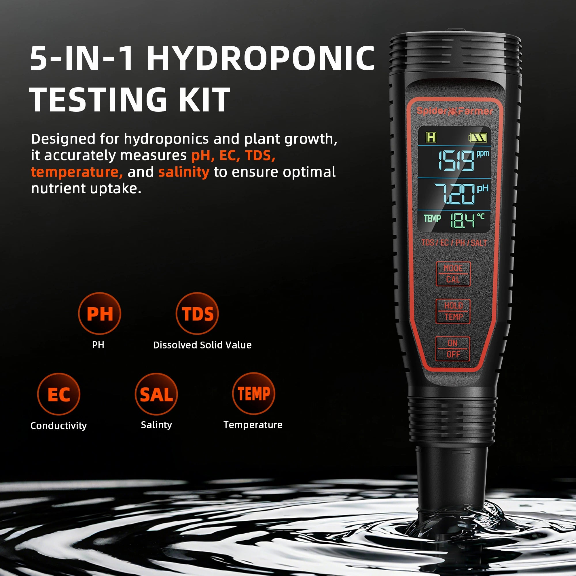 5-in-1 pH-EC Messgerät