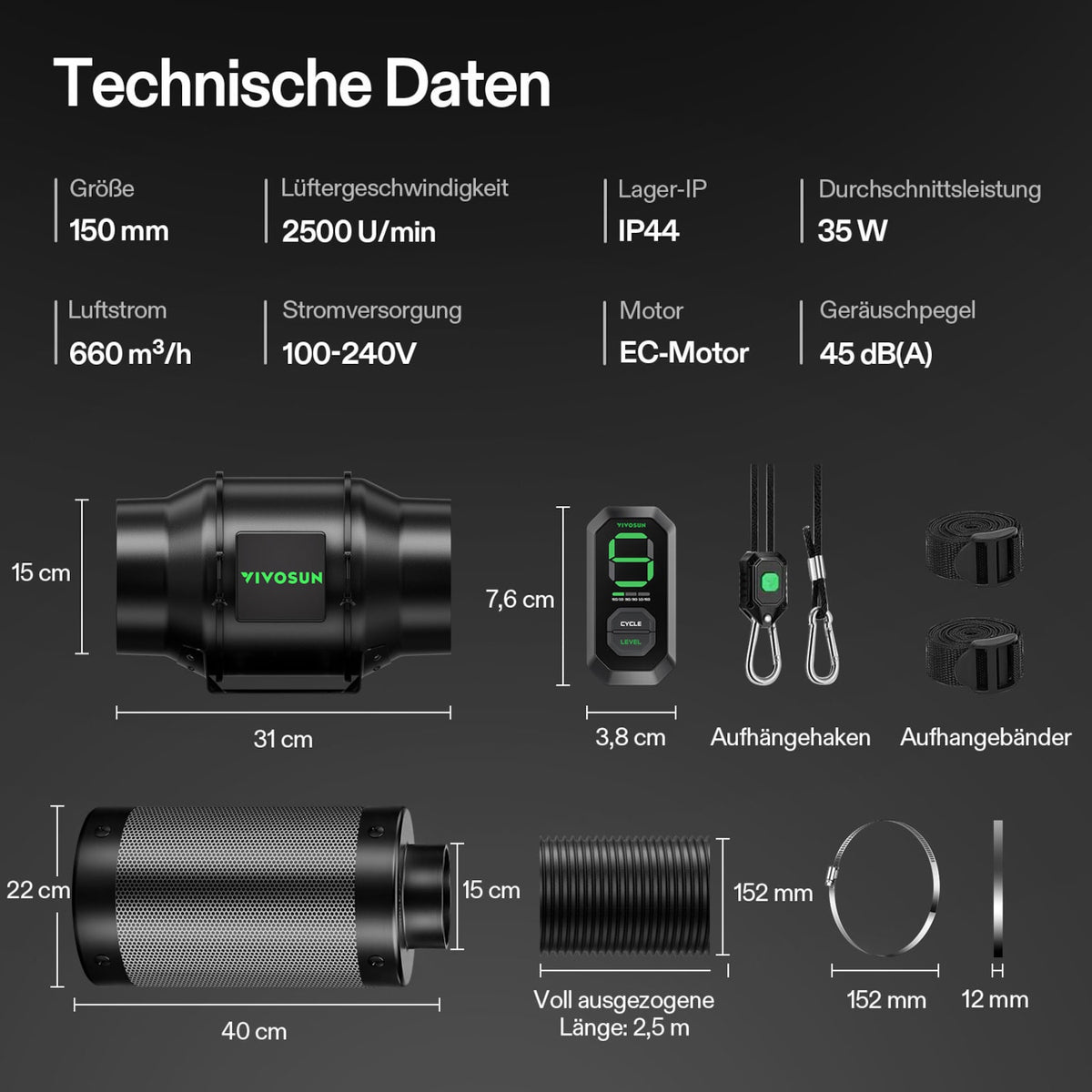 VIVOSUN AeroZesh G6 Abluftset 15 cm mit E12 – Galerie 10