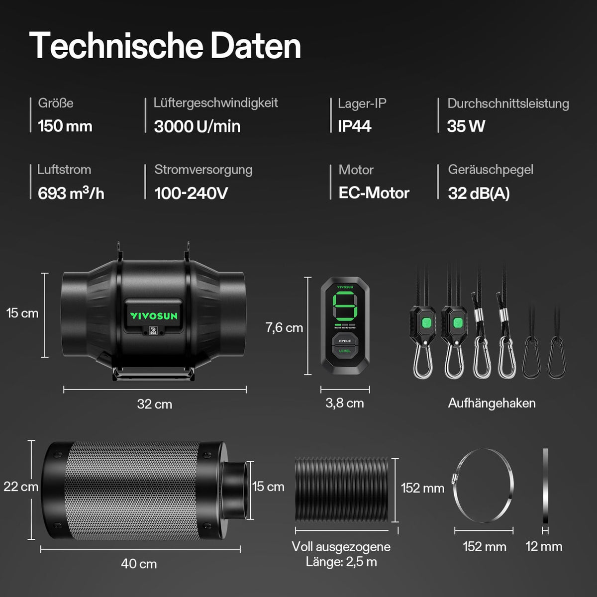 VIVOSUN AeroZesh T6 Abluftset 15 cm mit E12 – Galerie 9