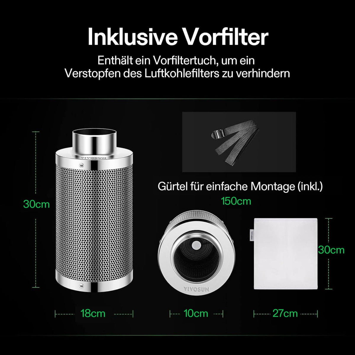 VIVOSUN Aktivkohlefilter 10 cm zur Geruchskontrolle – Galerie 7