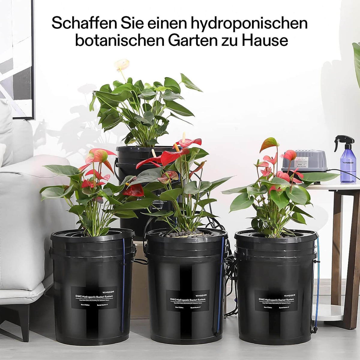 VIVOSUN DWC Hydroponik-System mit 4 Eimern à 18,9 L – Galerie 7