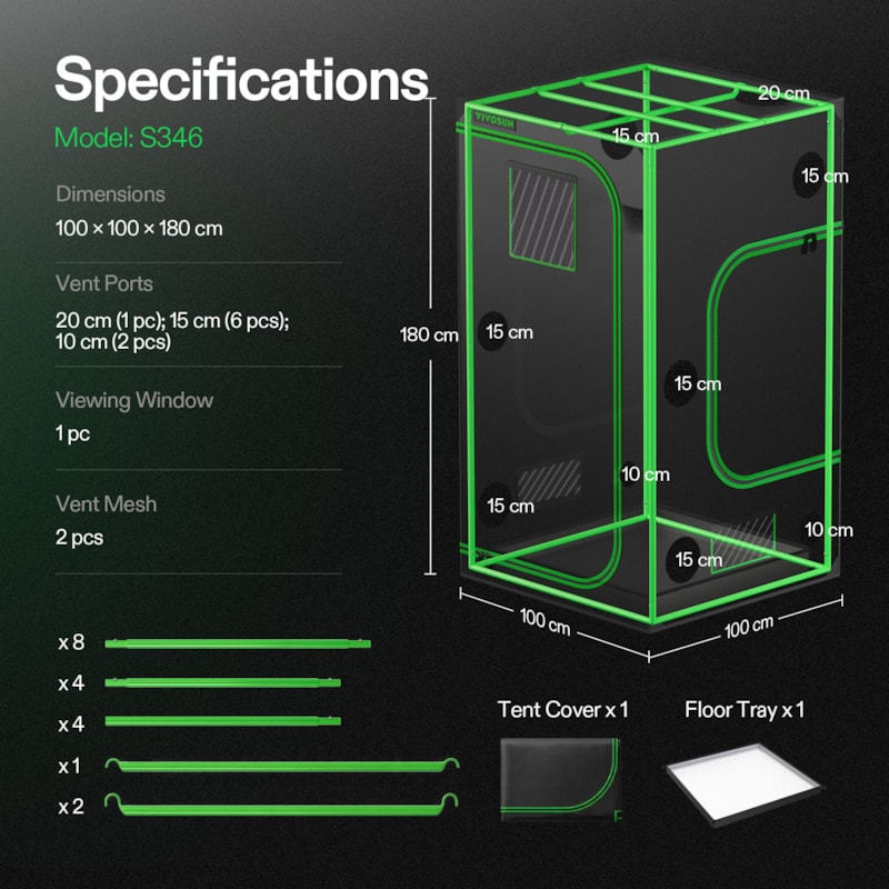 VIVOSUN S346 Growbox 100×100×180 cm – Galerie 7