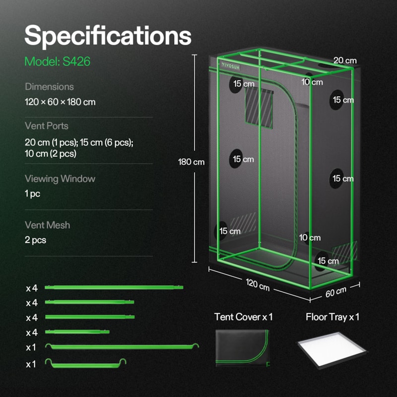 VIVOSUN S426 Growbox 120×60×180 cm – Galerie 7