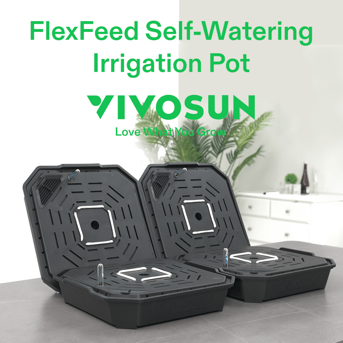 VIVOSUN FlexFeed Bewässerungsbasen mit 6 L Reservoir (4er-Pack) – FlexFeed Basis mit Ablaufplatte