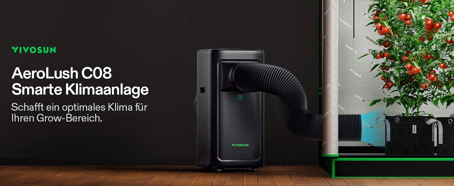 Growbox zu warm? VIVOSUN AeroLush C08 Klimagerät gegen Hitze im Indoor-Grow