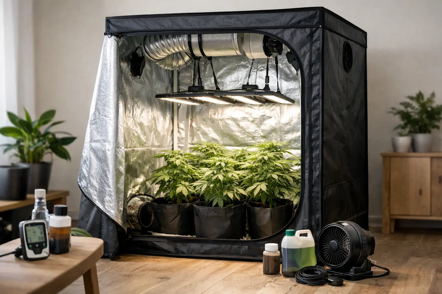 Growbox Set 120x120: Größe, Leistung, Ausstattung