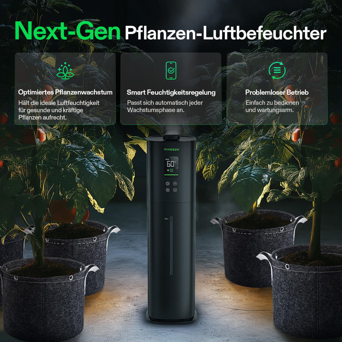 VIVOSUN AeroStream H09 smarter Luftbefeuchter mit 9 Liter Tank – Galerie 2