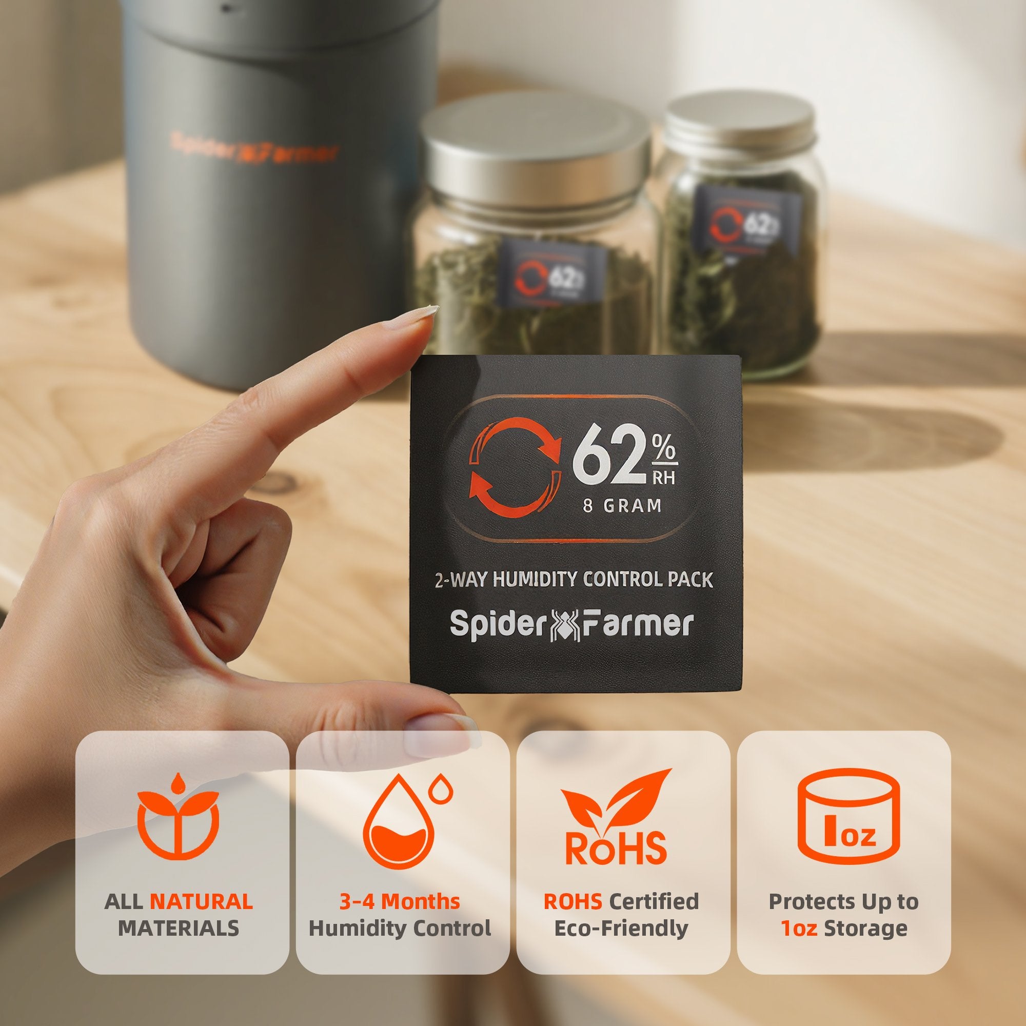10 Stück 8 g 2-Way Humidity Control Hygro-Packs 62%