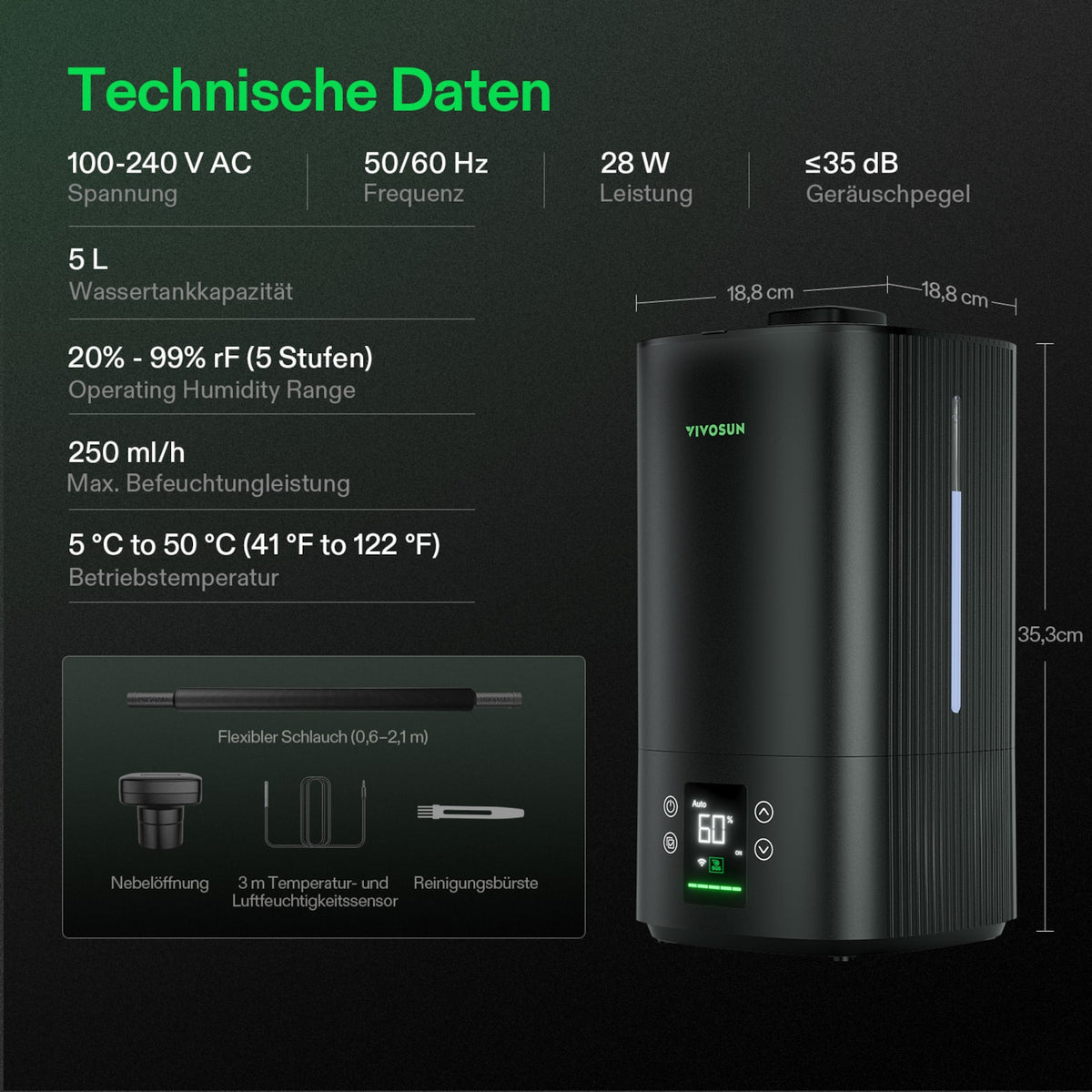 VIVOSUN AeroStream H05 smarter Luftbefeuchter mit 5 Liter Tank – Galerie 6