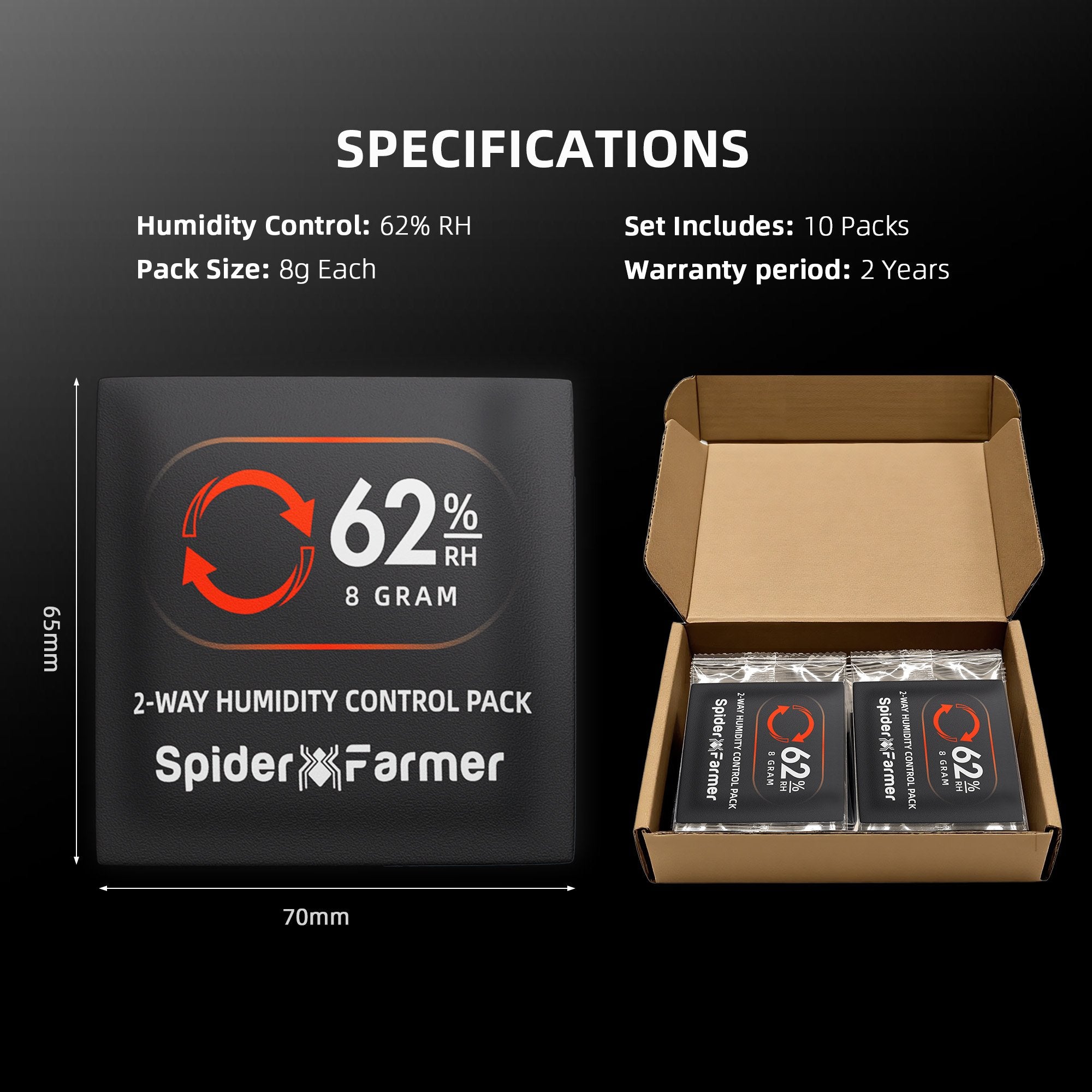 10 Stück 8 g 2-Way Humidity Control Hygro-Packs 62%