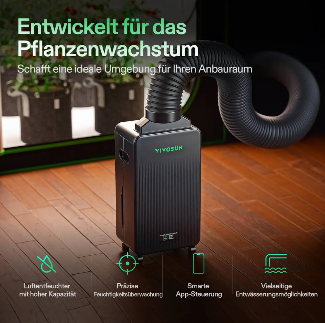 AeroDrain D12 smarter Luftentfeuchter 300 Watt und 2 Liter Tank