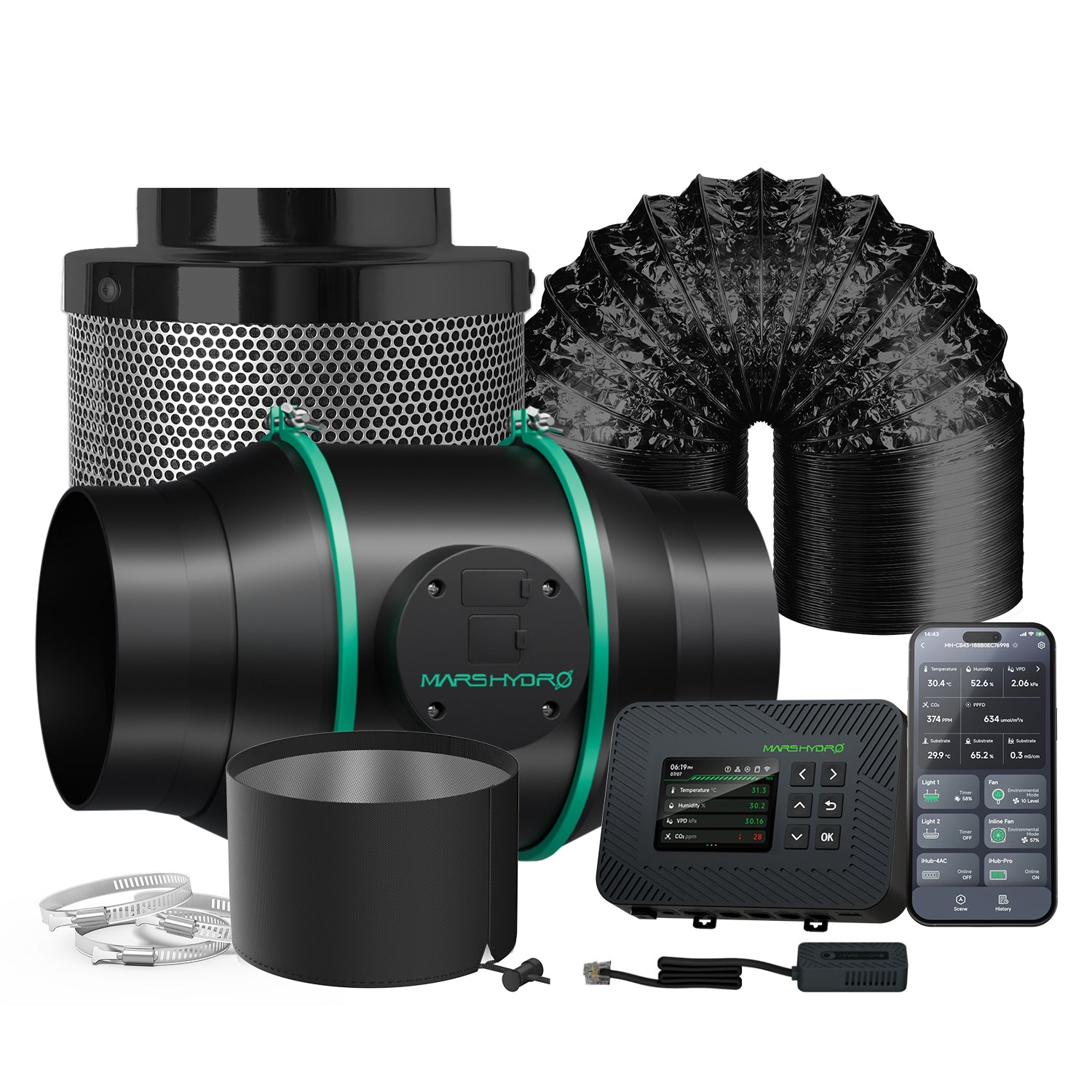 Abluftset mit Klimasteuerung bis 686 m³/h mit iControl, iFresh oder Standard Geschwindigkeitsregler