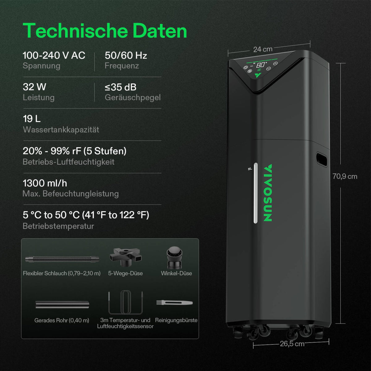 VIVOSUN AeroStream H19 smarter Luftbefeuchter mit 19 Liter Tank – Galerie 6